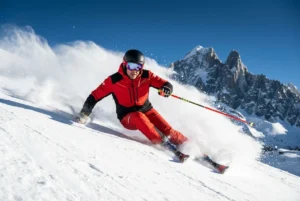 Hydrocolloid blister plasters applied to a skier's heel inside a boot