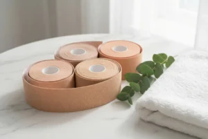 Close-up of hypoallergenic adhesive on a facial wrinkle patch for sensitive skin