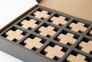 Private label cross tape displayed in custom grid tape packaging for spiral designs