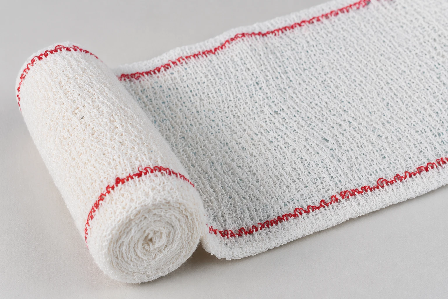 A close up showing the woven texture and non fraying edge from a reliable elastic crepe bandage manufacturer